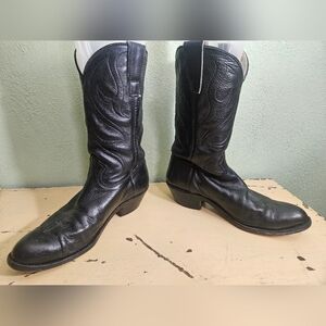 Men's Handmade Black Leather Western Cowboy Boots
